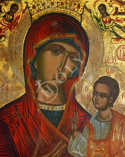 Virgin Mary icon Panagia Eleousa, Handmade Greek Orthodox Icon, Mother of God Byzantine art, Theotokos wall hanging wood plaque - TheHolyArt