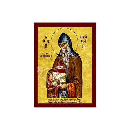 Saint Gerasimos icon, Handmade Greek Orthodox icon of St Gerasimus of Kefalonia, Byzantine art wall hanging on wood plaque, religious decor - TheHolyArt