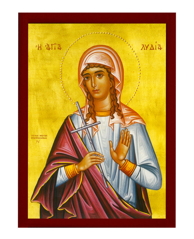 Saint Lydia icon, Handmade Greek Orthodox icon of St Lydia, Byzantine art wall hanging icon wood plaque, religious gift TheHolyArt