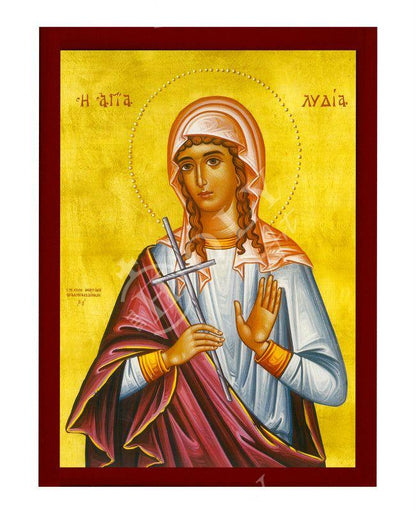 Saint Lydia icon, Handmade Greek Orthodox icon of St Lydia, Byzantine art wall hanging icon wood plaque, religious gift - TheHolyArt