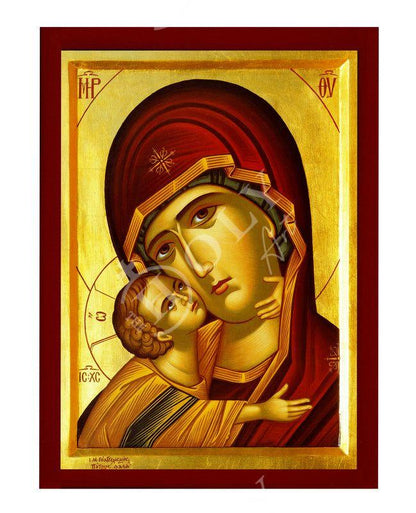 Virgin Mary icon Panagia Portrait, Greek Christian Orthodox Icon, Mother of God Byzantine art, Theotokos handmade wall hanging wood plaque - TheHolyArt