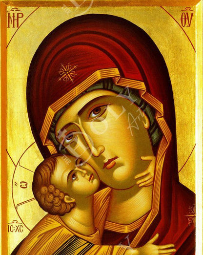 Virgin Mary icon Panagia Portrait, Greek Christian Orthodox Icon, Mother of God Byzantine art, Theotokos handmade wall hanging wood plaque - TheHolyArt
