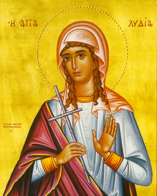 Saint Lydia icon, Handmade Greek Orthodox icon of St Lydia, Byzantine art wall hanging icon wood plaque, religious gift TheHolyArt