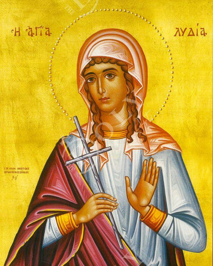 Saint Lydia icon, Handmade Greek Orthodox icon of St Lydia, Byzantine art wall hanging icon wood plaque, religious gift - TheHolyArt