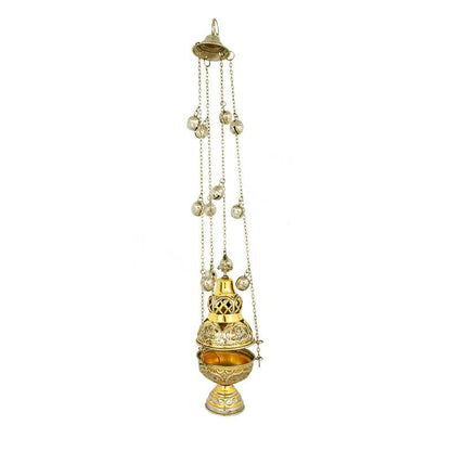 Christian Hanging Brass Resin Incense Burner, Greek Orthodox Thurible Incense holder, Metal Byzantine Censer Perfume burner, religious decor - TheHolyArt