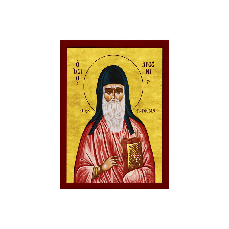 Saint Arsenios icon, Handmade Greek Orthodox icon of St Arsenios the Cappadocian, Byzantine art wall hanging on wood plaque, religious gift(1) TheHolyArt