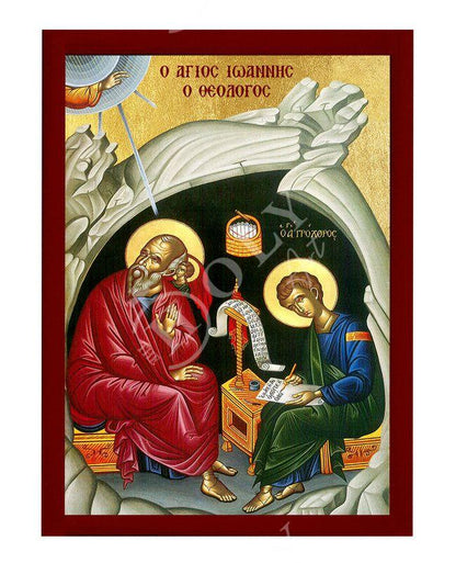 Saint John Evangelist icon, Handmade Greek Orthodox icon St John the Theologian, Apostle John Byzantine art wall hanging wood plaque - TheHolyArt