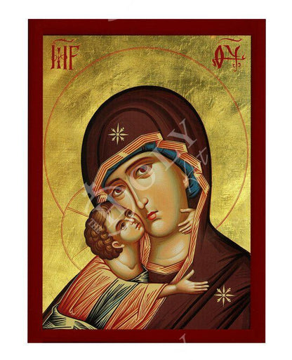 Virgin Mary icon Panagia Portrait, Greek Christian Orthodox Icon, Mother of God Byzantine art, Theotokos handmade wall hanging wood plaque - TheHolyArt