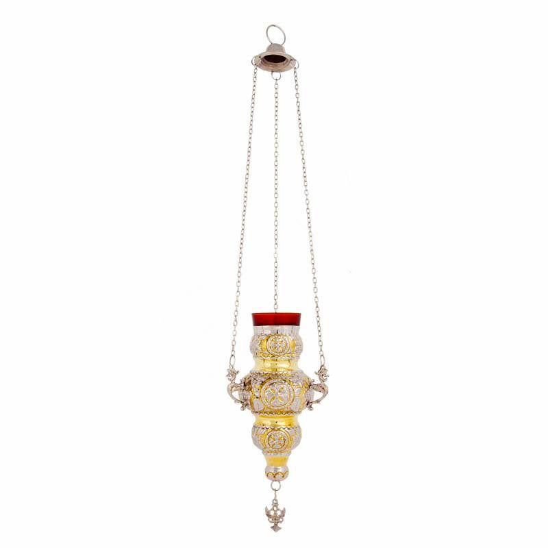 Christian Brass Hanging Oil Vigil Lamp with Cross, Prayer Hanging Oil Lamp, Orthodox Oil Candle with glass cup, religious decor TheHolyArt