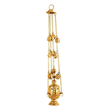Christian Hanging Brass Resin Incense Burner, Greek Brass Orthodox Thurible Incense holder, Metal Byzantine Censer Perfume burner, religious gift - TheHolyArt