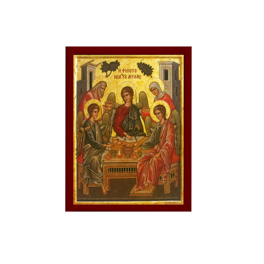 Abraham's Hospitality icon, Handmade Greek Orthodox Icon of the Holy Trinity, Byzantine art wall hanging wood plaque, religious decor TheHolyArt