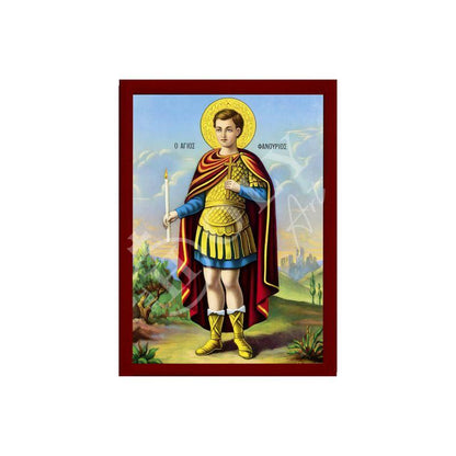 Saint Phanourios icon, Handmade Greek Orthodox icon St Fanourios, Byzantine art wall hanging wood plaque icon, religious gift(2) - TheHolyArt