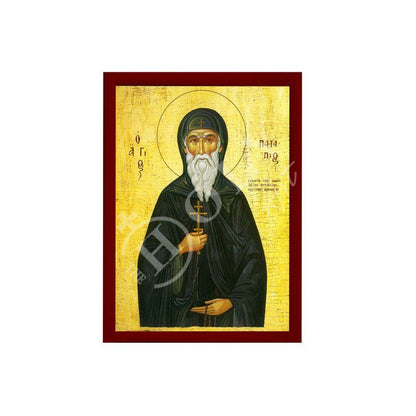 Saint Patapios icon, Handmade Greek Orthodox icon of St Patapios, Byzantine art wall hanging icon on wood plaque, religious decor - TheHolyArt
