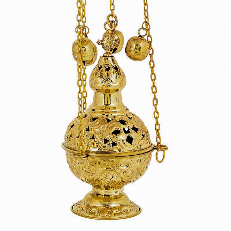 Christian Hanging Brass Resin Incense Burner, Greek Brass Orthodox Thurible Incense holder, Metal Byzantine Censer Perfume burner, religious gift TheHolyArt