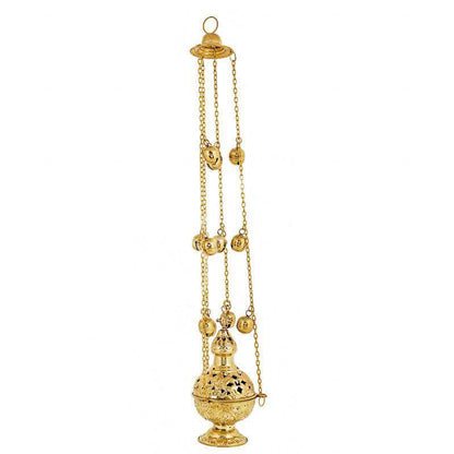 Christian Hanging Brass Resin Incense Burner, Greek Brass Orthodox Thurible Incense holder, Metal Byzantine Censer Perfume burner, religious gift - TheHolyArt