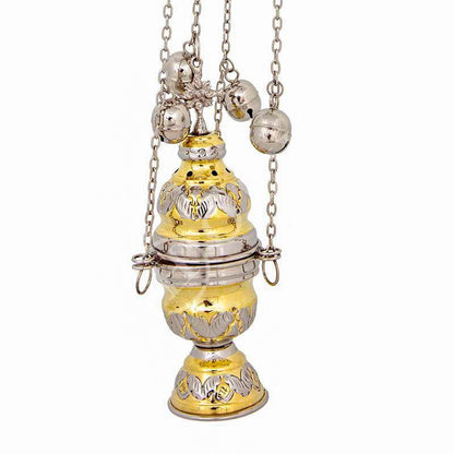 Christian Hanging Brass Resin Incense Burner, Greek Orthodox Thurible Incense holder, Metal Byzantine Censer Perfume burner, religious decor - TheHolyArt