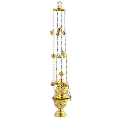 Christian Hanging Brass Resin Incense Burner, Greek Orthodox Thurible Incense holder, Metal Byzantine Censer Perfume burner, religious decor - TheHolyArt