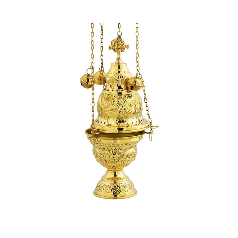 Christian Hanging Brass Resin Incense Burner, Greek Orthodox Thurible Incense holder, Metal Byzantine Censer Perfume burner, religious decor TheHolyArt