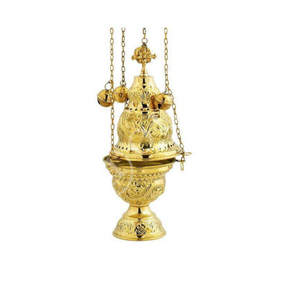 Christian Hanging Brass Resin Incense Burner, Greek Orthodox Thurible Incense holder, Metal Byzantine Censer Perfume burner, religious decor - TheHolyArt