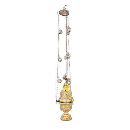 Christian Hanging Brass Resin Incense Burner, Greek Orthodox Thurible Incense holder, Metal Byzantine Censer Perfume burner, religious decor - TheHolyArt
