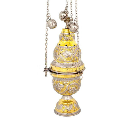 Christian Hanging Brass Resin Incense Burner, Greek Orthodox Thurible Incense holder, Metal Byzantine Censer Perfume burner, religious decor - TheHolyArt