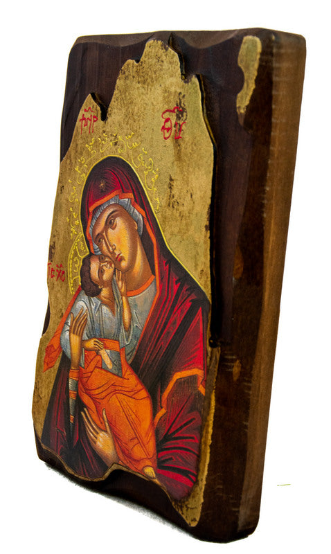 Virgin Mary icon Panagia Kardiotissa, Handmade Greek Orthodox Icon, Mother of God Byzantine art Theotokos wall hanging wood plaque TheHolyArt