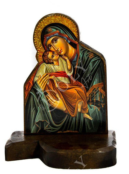Christian Iconostasis with Holy Virgin Mary 30x22cm, Handmade Orthodox shrine of Our Lady, Byzantine altar wall hanging wood plaque - TheHolyArt