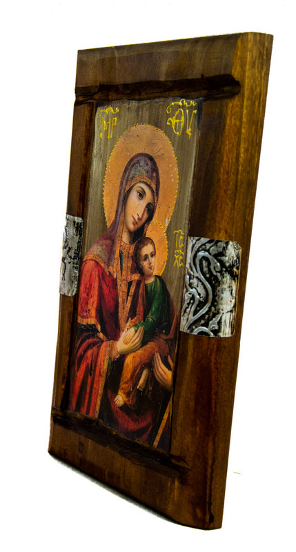 Virgin Mary icon Panagia, Handmade Greek Orthodox Icon, Mother of God Byzantine art, Theotokos wall hanging wood plaque religious icon gift TheHolyArt