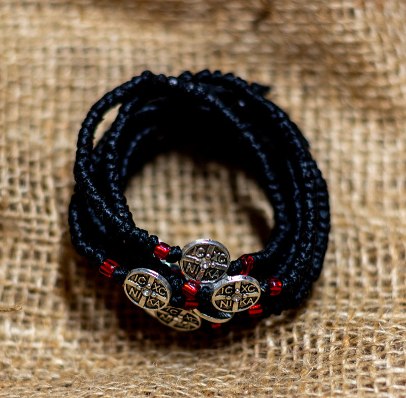 Handmade Prayer Rope, Komboskini bracelet 52 knot w Cross, Greek Orthodox Bracelet Chotki Brojanica blessed from Mount Athos, religious gift TheHolyArt