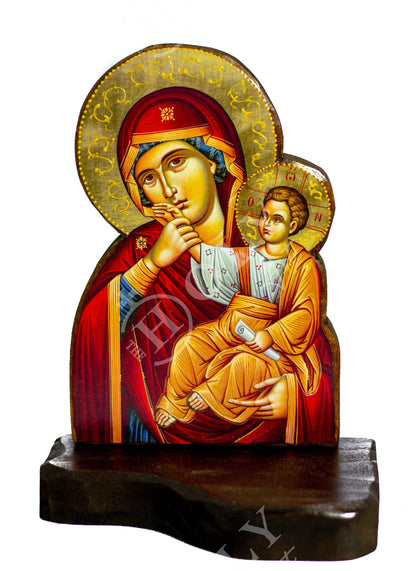 Christian Iconostasis with Holy Virgin Mary 30x22cm, Handmade Orthodox shrine of Our Lady, Byzantine altar wall hanging wood plaque - TheHolyArt