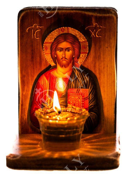 Christian Iconostasis with Jesus Christ, Handmade Mount Athos Orthodox shrine with Our Lord,Byzantine altar wall hanging wood plaque - TheHolyArt