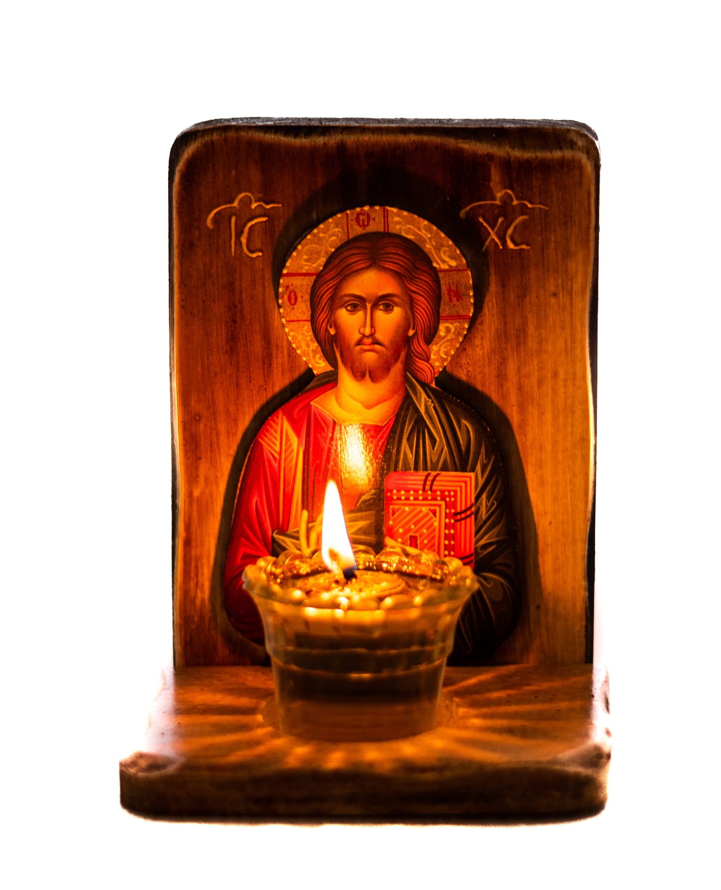 Christian Iconostasis with Jesus Christ, Handmade Mount Athos Orthodox shrine with Our Lord,Byzantine altar wall hanging wood plaque TheHolyArt