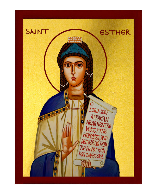 Saint Esther icon, Handmade Greek Orthodox icon of St Esther the Queen, Catholic Byzantine art wall hanging wood plaque icon religious gift TheHolyArt