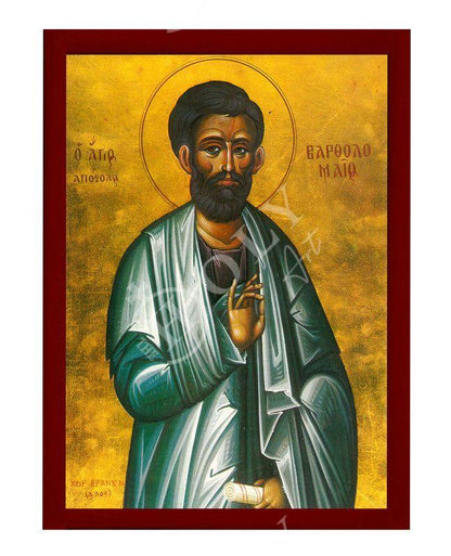 Saint Bartholomew icon, Handmade Greek Orthodox icon St Bartholomew Nathaniel, Apostle Bartholomew Byzantine art wall hanging wood plaque - TheHolyArt