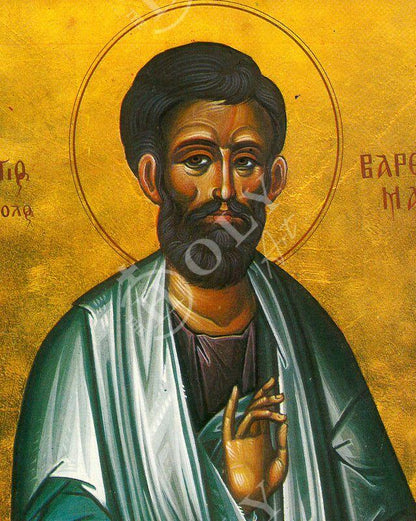 Saint Bartholomew icon, Handmade Greek Orthodox icon St Bartholomew Nathaniel, Apostle Bartholomew Byzantine art wall hanging wood plaque - TheHolyArt