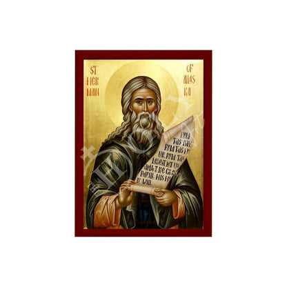 Saint Herman icon, Handmade Greek Orthodox icon of St Herman of Alaska, Byzantine art wall hanging icon on wood plaque, religious decor - TheHolyArt