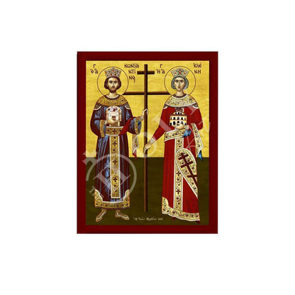 Saint Constantine icon & Saint Helen icon, Handmade Greek Christian Orthodox Icon, St Constantine and Helen Byzantine art wall hanging - TheHolyArt