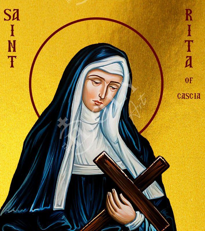 Saint Rita icon, Handmade Greek Catholic icon St Rita of Cascia, Religious art wall hanging on wood plaque icon, religious gift TheHolyArt