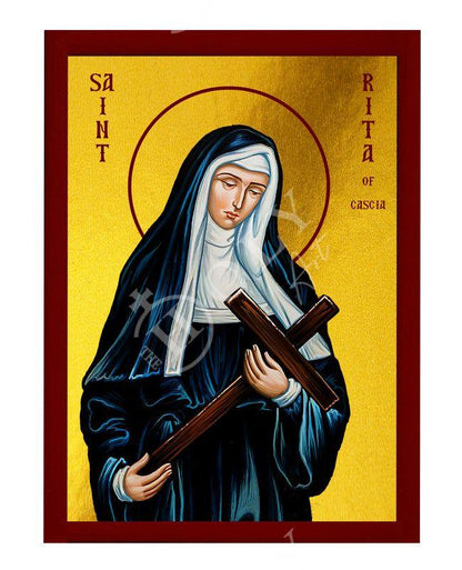 Saint Rita icon, Handmade Greek Catholic icon St Rita of Cascia, Religious art wall hanging on wood plaque icon, religious gift - TheHolyArt