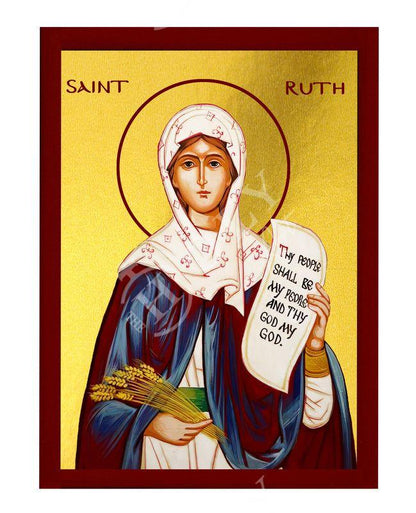 Saint Ruth icon, Handmade Greek Orthodox icon of St Ruth the Holy Foremother, Catholic Byzantine art wall hanging wood plaque religious gift - TheHolyArt