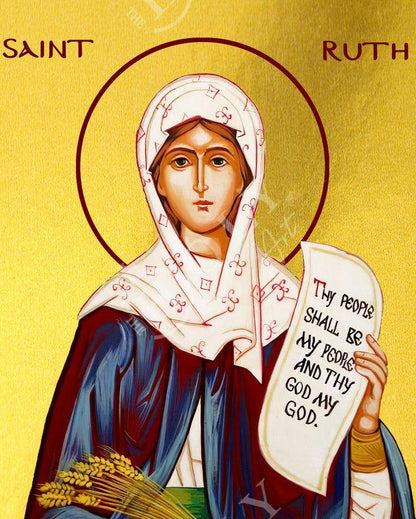 Saint Ruth icon, Handmade Greek Orthodox icon of St Ruth the Holy Foremother, Catholic Byzantine art wall hanging wood plaque religious gift - TheHolyArt