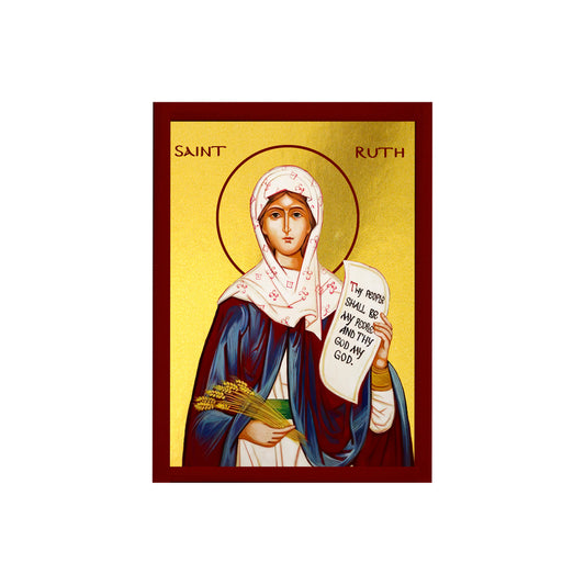 Saint Ruth icon, Handmade Greek Orthodox icon of St Ruth the Holy Foremother, Catholic Byzantine art wall hanging wood plaque religious gift TheHolyArt