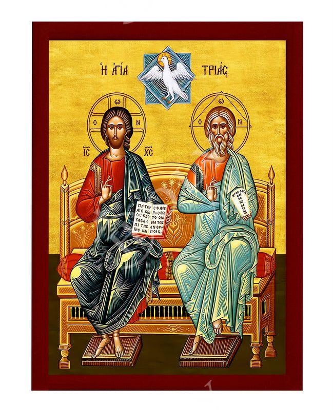 The Holy Trinity icon, Jesus Christ Handmade Greek Orthodox icon, Byzantine art wall hanging on wood plaque religious icon, wedding gift (2) TheHolyArt