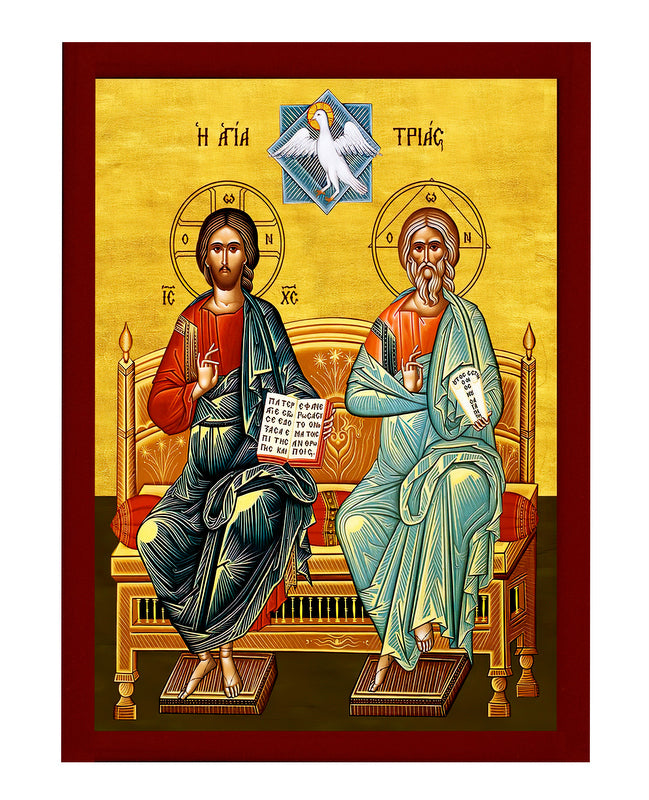 The Holy Trinity icon, Jesus Christ Handmade Greek Orthodox icon, Byzantine art wall hanging on wood plaque religious icon, wedding gift (2) TheHolyArt
