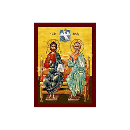 The Holy Trinity icon, Jesus Christ Handmade Greek Orthodox icon, Byzantine art wall hanging on wood plaque religious icon, wedding gift (2) - TheHolyArt