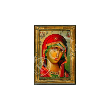 Virgin Mary icon, Handmade Greek Orthodox Icon, Mother of God Byzantine art wall hanging, Theotokos wood plaque 30x21cm, religious decor - TheHolyArt
