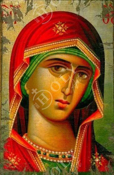 Virgin Mary icon, Handmade Greek Orthodox Icon, Mother of God Byzantine art wall hanging, Theotokos wood plaque 30x21cm, religious decor - TheHolyArt
