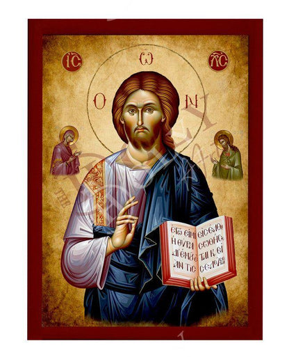 Jesus Christ icon, Handmade Greek Orthodox icon of our Lord, Byzantine religious wood plaque - TheHolyArt