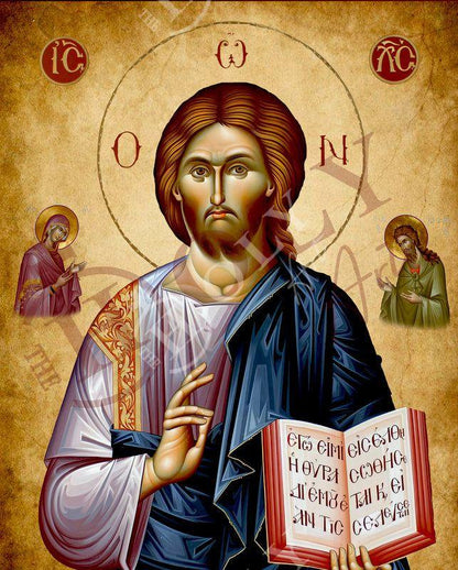 Jesus Christ icon, Handmade Greek Orthodox icon of our Lord, Byzantine religious wood plaque - TheHolyArt