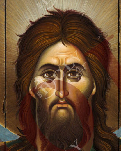 Saint John icon, Handmade Greek Orthodox icon of St John Baptist, Byzantine art wall hanging of the Forerunner wood plaque, religious decor - TheHolyArt
